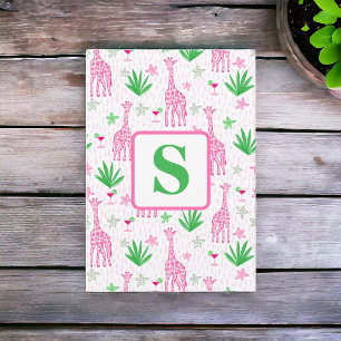 Preppy Monogram Mini Giraffes Cosmopolitans Grass Thank You Card