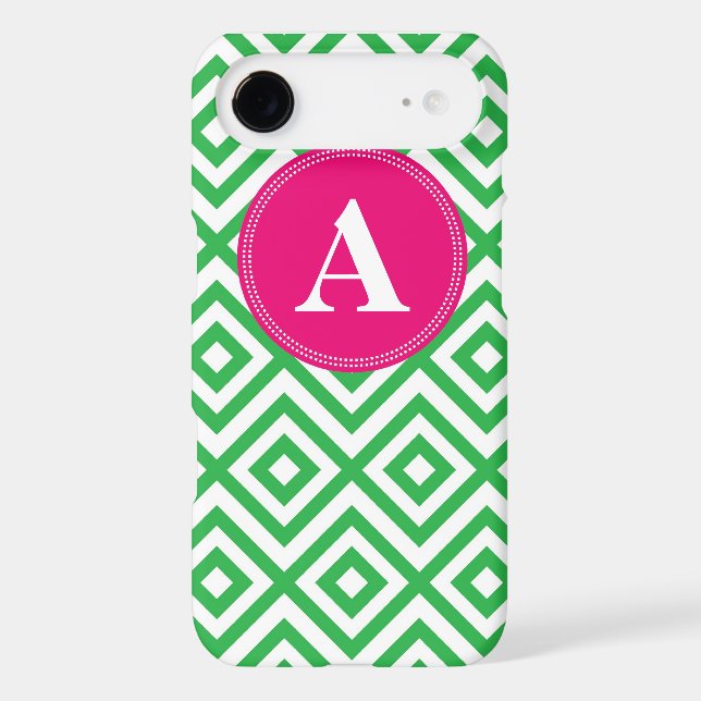 Preppy Monogram Pattern Pink and Green iPhone 6 ca Case-Mate iPhone Case (Back)