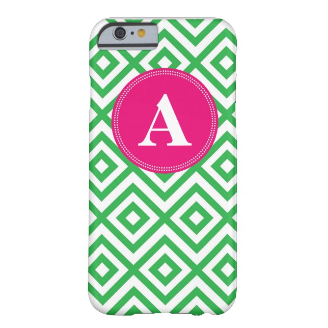 Preppy Monogram Pattern Pink and Green iPhone 6 ca Case-Mate iPhone Case (Back)