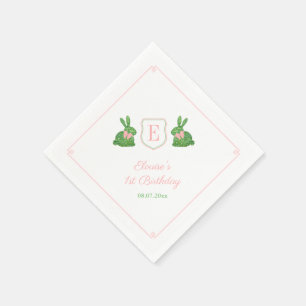 Preppy Monogram Spring Birthday Party For Girl Napkins
