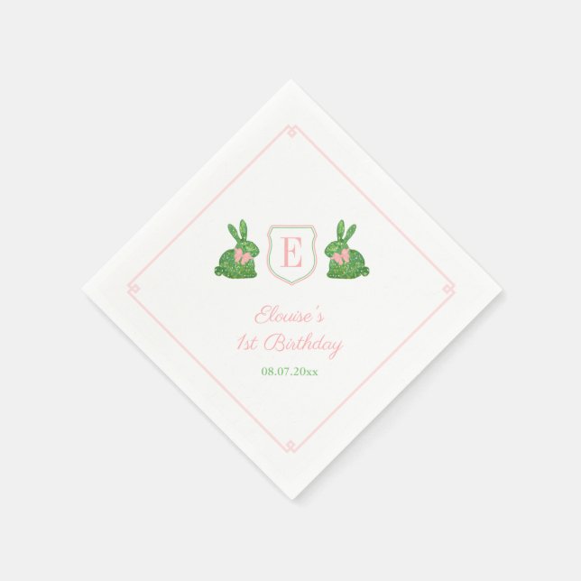 Preppy Monogram Spring Birthday Party For Girl Napkins (Corner)
