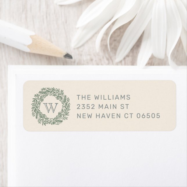 Preppy Monogram Wreath Return Address Label (Insitu)