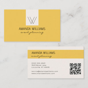 Preppy Monogram Yellow and Cream Professional Business Card