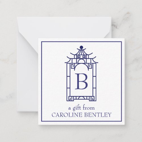 Preppy Monogrammed Pagoda Gift Enclosure Cards