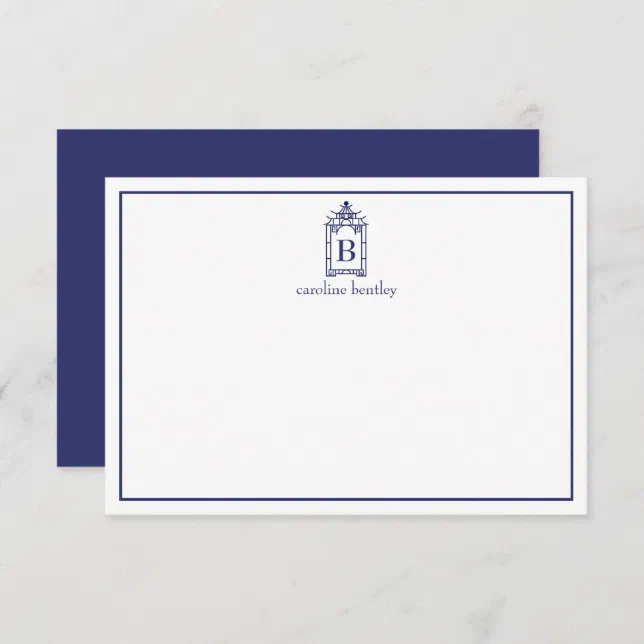 Preppy Monogrammed Pagoda Note Cards Zazzle