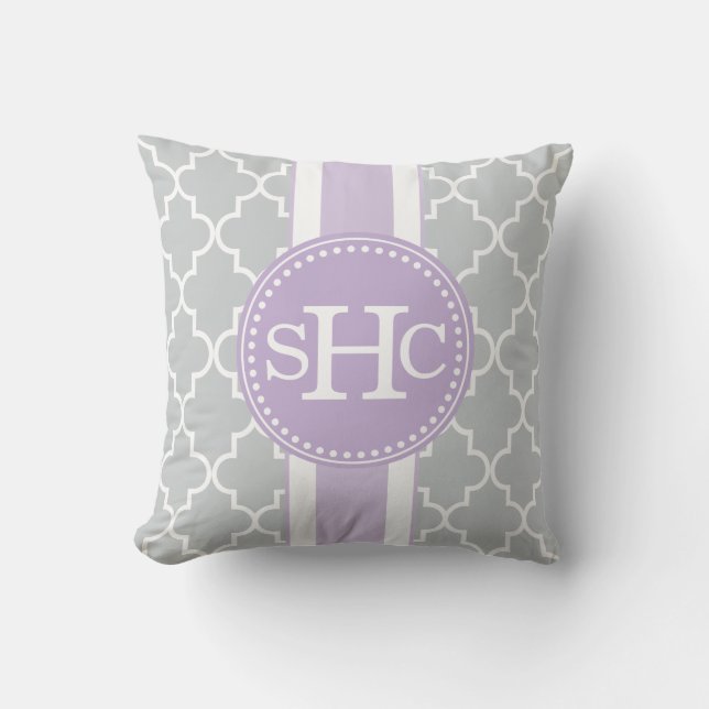 Preppy Moroccan Tiles Personalized Monogram Throw Pillow (Front)