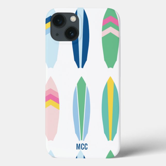 Preppy Multi Pattern Surfboards Personalized Case-Mate iPhone Case (Back)