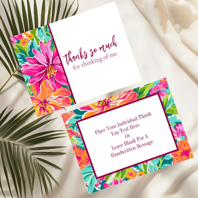 Preppy Multiclored Floral Thank You Note Card (Creator Uploaded)
