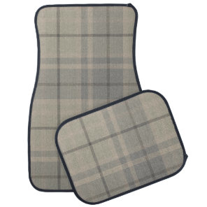 Preppy muted chic beige tan tartan plaid car floor mat