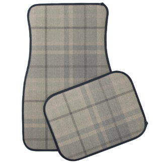 Preppy muted chic beige tan tartan plaid car floor mat