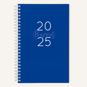Preppy NAME Modern Typography YEAR Blue White Fun Notebook
