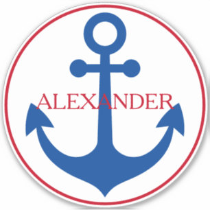 Preppy Nautical Anchor Personalized Sticker