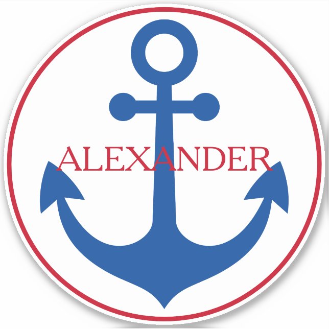 Preppy Nautical Anchor Personalized Sticker (Front)