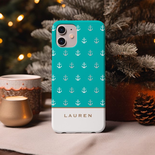 Preppy Nautical Blue And White Monogram Case-Mate iPhone Case (Creator Uploaded)