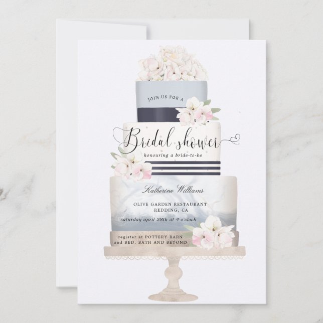 preppy nautical floral cake Bridal Shower (Front)