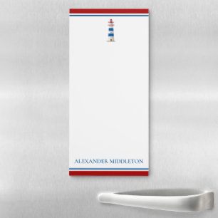 Preppy Nautical Lighthouse Personalized Magnetic Notepad