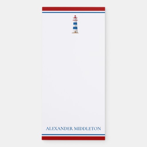 Preppy Nautical Lighthouse Personalized Magnetic Notepad