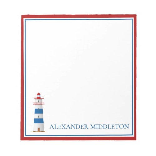 Preppy Nautical Lighthouse Personalized Notepad