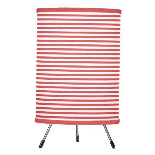 Preppy Nautical Red  White Striped Tripod Lamp