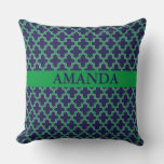 Preppy Navy And Green Modern Throw Pillow at Zazzle