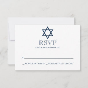 Preppy Navy Blue Bar Mitzvah RSVP Card