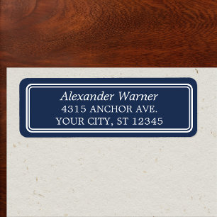 Preppy Navy Blue Borders Classic Label