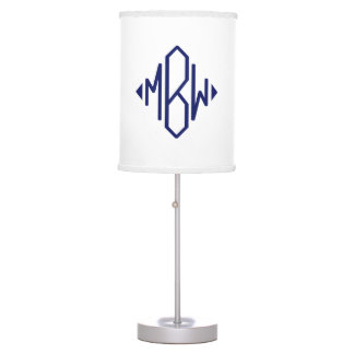 Preppy Navy Blue Diamond Monogram DIY BG Table Lamp