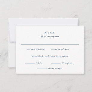 Preppy Navy Blue Nautical Coastal Wedding RSVP Card