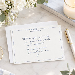 Preppy Navy Blue & White a note from Thank You Card