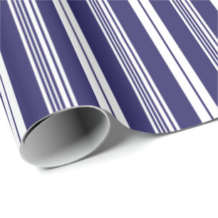 Preppy Navy Blue White Deckchair Stripe Pattern Wrapping Paper