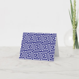 Preppy Navy Blue White Greek Key Pattern Card