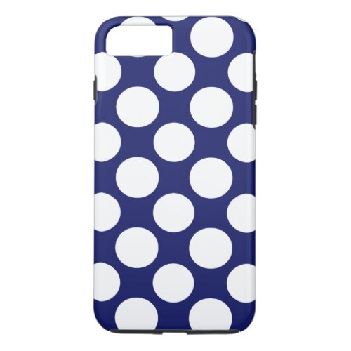 Preppy Navy Blue White Polka Dots Pattern iPhone 8 Plus7 Plus Case
