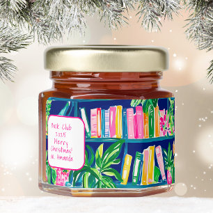 Preppy Navy Bookcase Book Club Custom Book Club Honey Jar Favors