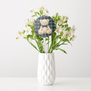 Preppy Navy & Green Polo Tartan Teddy Bear Balloon