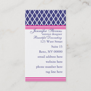 Preppy Navy Lattice Business Card