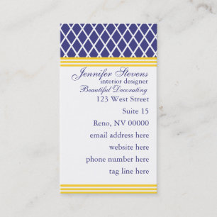Preppy Navy Lattice Business Card