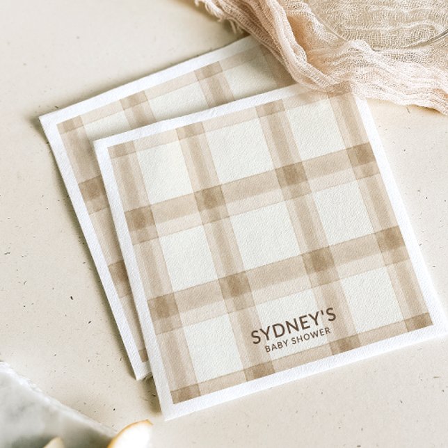 Preppy Neutral Plaid Napkins (Creator Uploaded)