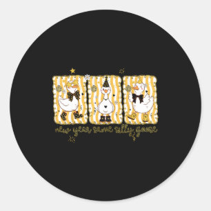 Preppy New Year Same Silly Goose Coquette Bow Happ Classic Round Sticker
