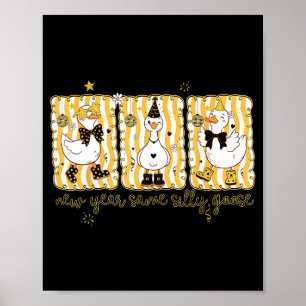 Preppy New Year Same Silly Goose Coquette Bow Happ Poster
