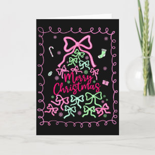 Preppy Nk Coquette Bow Christmas Tree Girly Xmas H Card