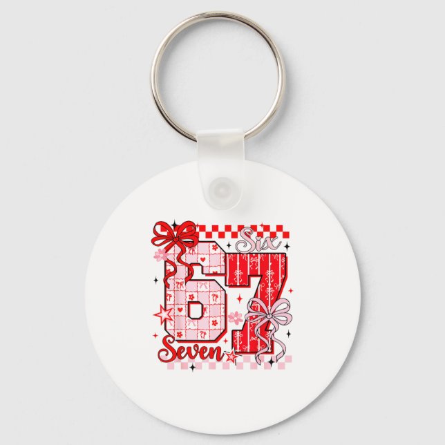 Preppy Nk Valentine 67 Six Seven Meme Valentines D Keychain (Front)