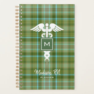 Preppy Nurse Medical Green Plaid Personalized Planner