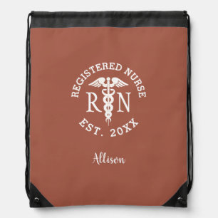 Preppy Nurse RN Personalized Drawstring Bag