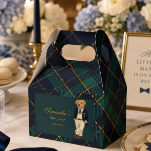 Preppy Old Money Teddy Bear Baby Shower Favor Boxes