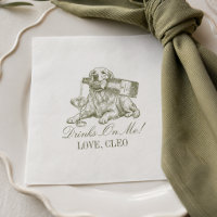 Preppy Olive Green Golden Retriever Wedding