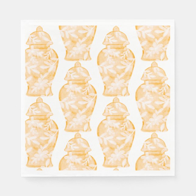 Preppy orange ginger jar Thanksgiving Napkins (Front)