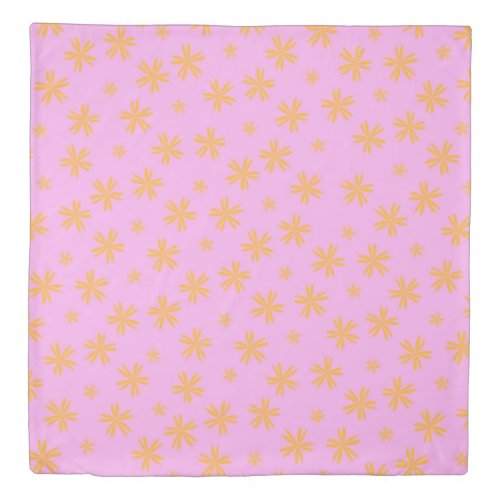 Preppy Orange Pink Hippie Flower Pattern Duvet Cover