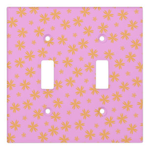 Preppy Orange Pink Hippie Flower Pattern Light Switch Cover