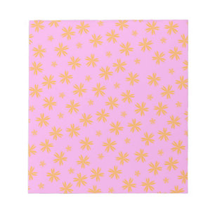 Preppy Orange Pink Hippie Flower Pattern Notepad