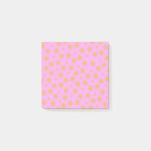 Preppy Orange Pink Hippie Flower Pattern Post-it Notes